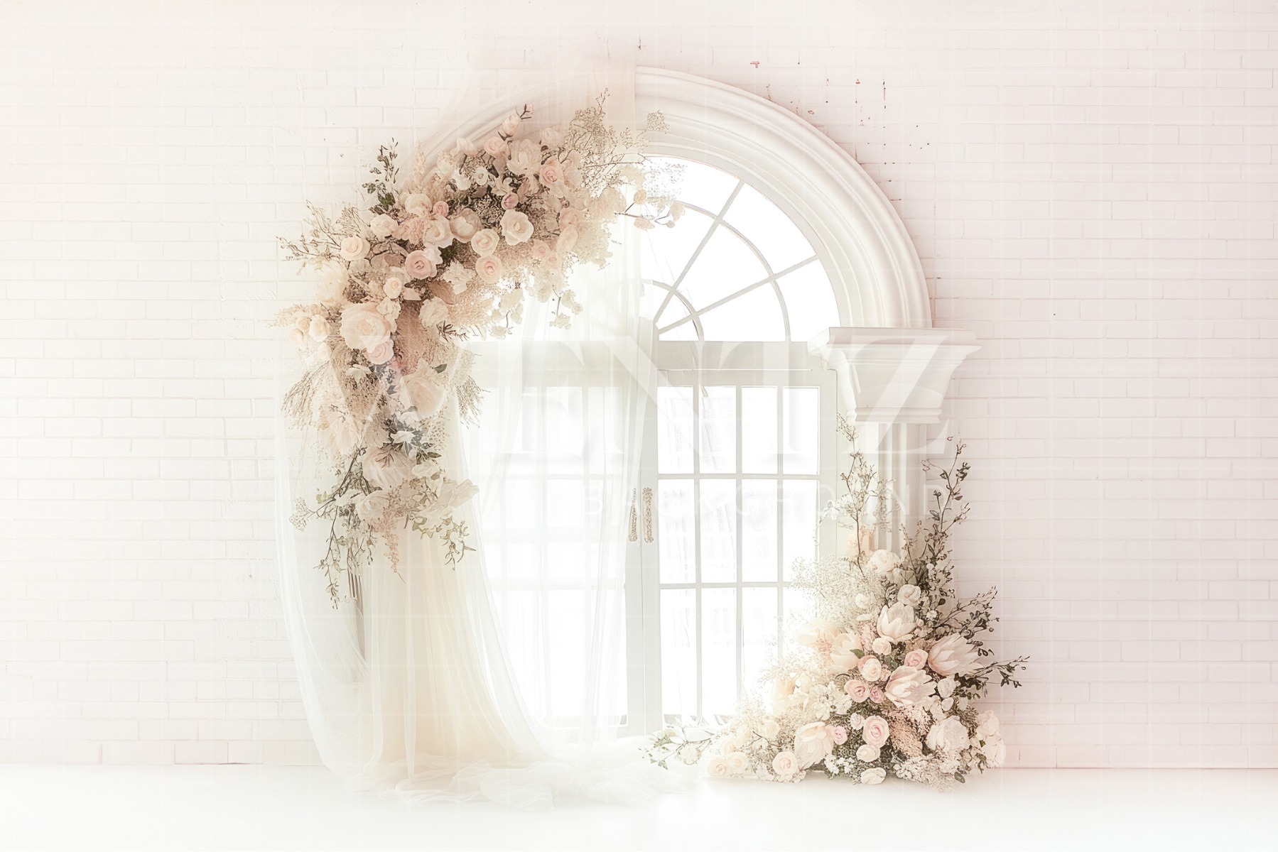BACKDROP ハイバック用❗️ Fundo Fotográfico em Tecido Porta com Flores / Backdrop 5714