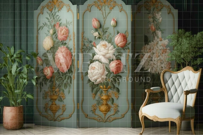 Fundo Fotográfico em Tecido Dia das Mães Biombo Floral / Backdrop 2756