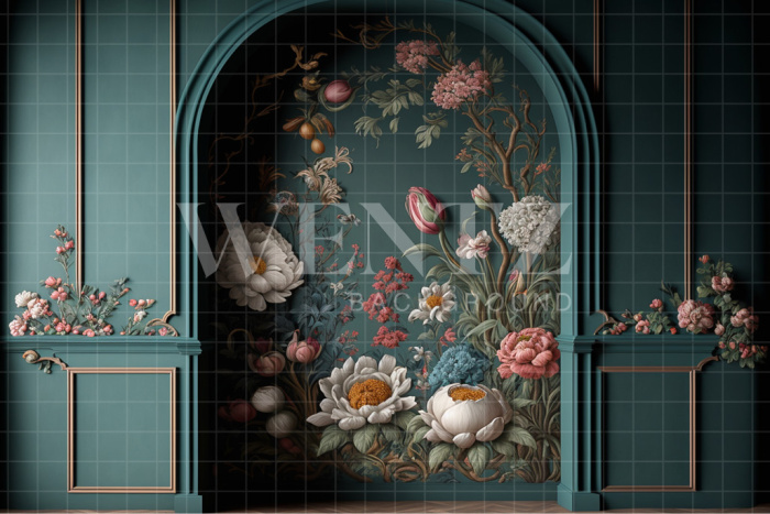 Fundo Fotográfico em Tecido Cenário Arco com Flores / Backdrop 2779