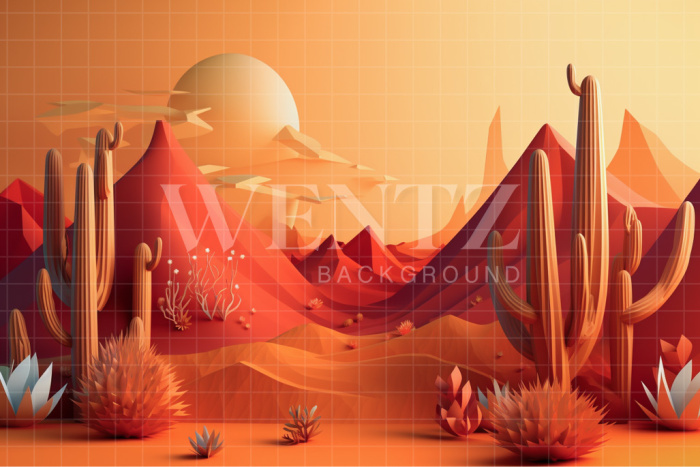 Fundo Fotográfico em Tecido Cenário Festa Junina com Cactos / Backdrop 3091