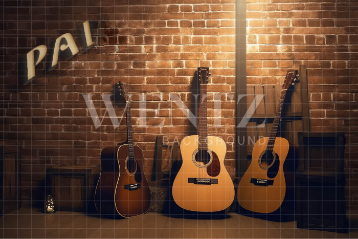 Fundo Fotográfico em Tecido Cenário Dia dos Pais com Violão / Backdrop 3237