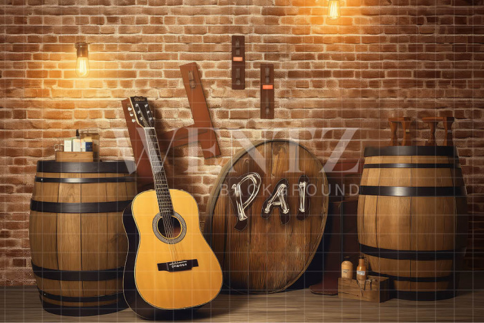 Fundo Fotográfico em Tecido Cenário Dia dos Pais com Violão / Backdrop 3240