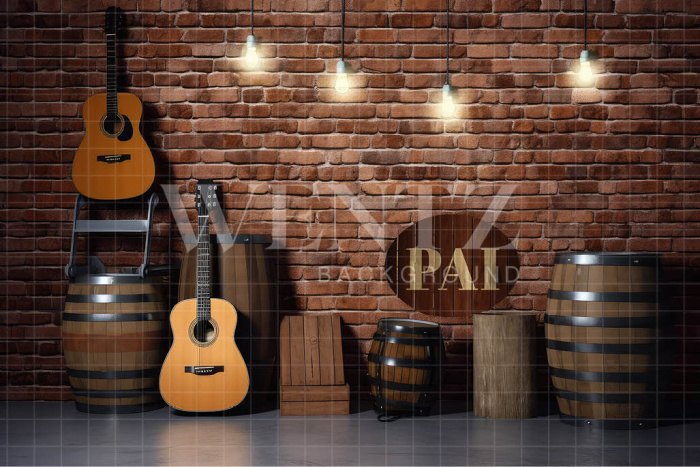 Fundo Fotográfico em Tecido Cenário Dia dos Pais com Violão / Backdrop 3241