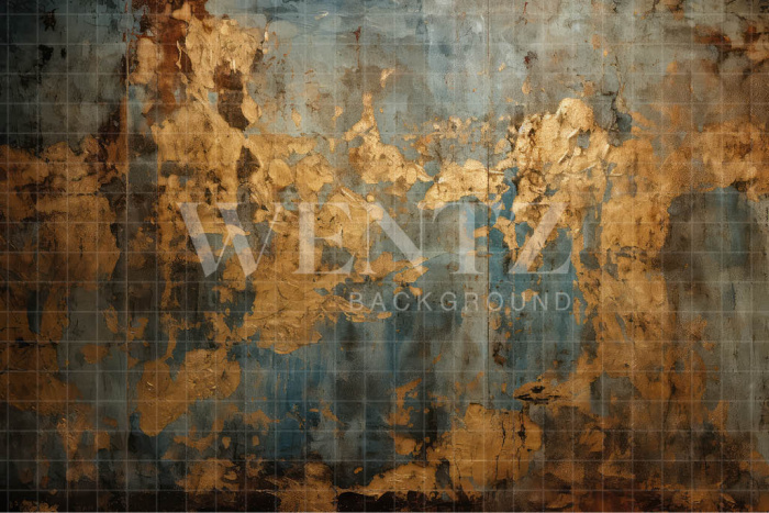 Fundo Fotográfico em Tecido Textura Azul e Dourado / Backdrop 3288