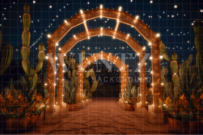 Fundo Fotográfico em Tecido Arco e Cactos / Backdrop 3312