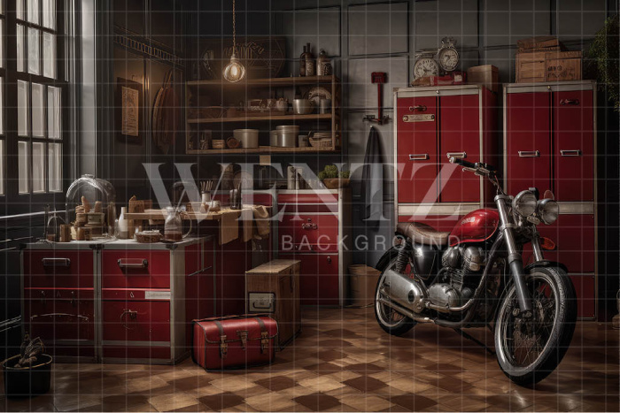 Fundo Fotográfico em Tecido Oficina de Motos / Backdrop 3329