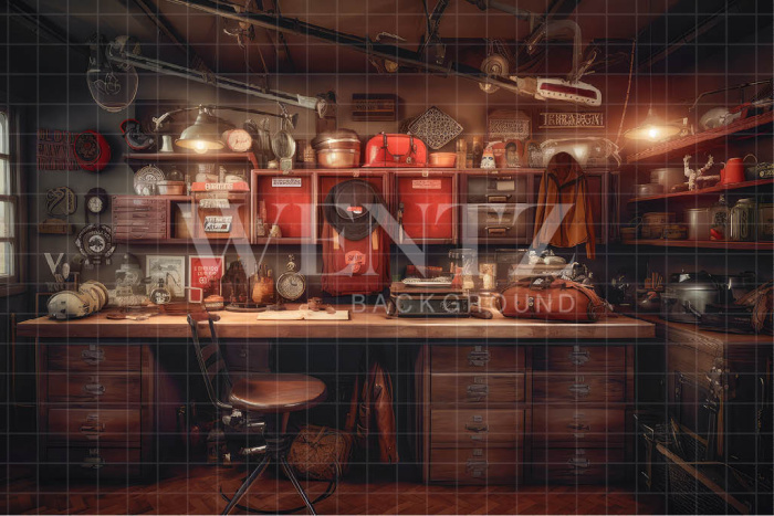 Fundo Fotográfico em Tecido Oficina Antiga / Backdrop 3330