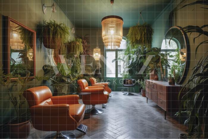 Fundo Fotográfico em Tecido Barbearia Verde / Backdrop 3353