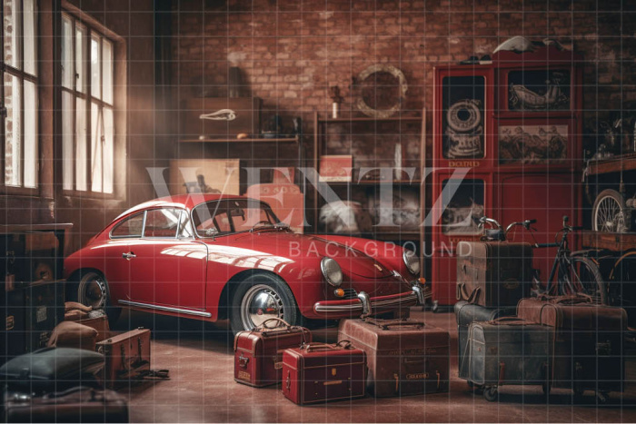 Fundo Fotográfico em Tecido Garagem Antiga / Backdrop 3367