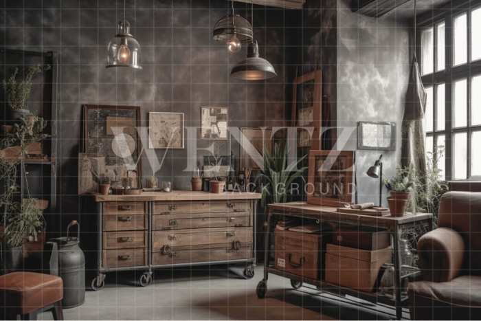 Fundo Fotográfico em Tecido Sala Rústica / Backdrop 3368