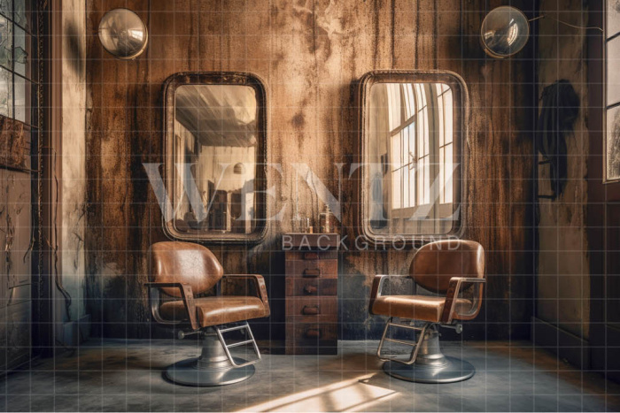 Fundo Fotográfico em Tecido Barbearia Vintage / Backdrop 3378