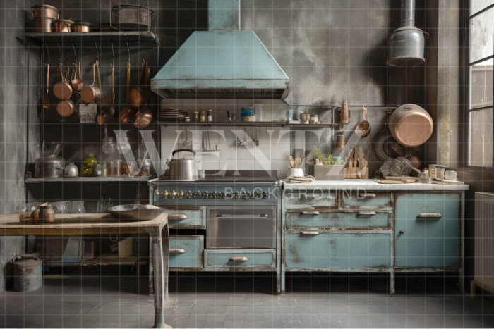 Fundo Fotográfico em Tecido Cozinha Rústica / Backdrop 3393