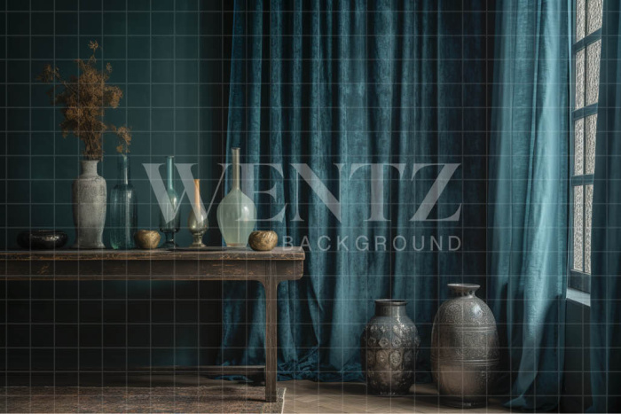 Fundo Fotográfico em Tecido Sala com Vasos / Backdrop 3399