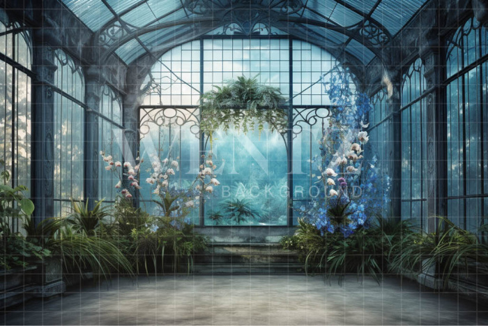 Fundo Fotográfico em Tecido Estufa de Orquídeas Azuis / Backdrop 3631