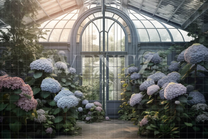 Fundo Fotográfico em Tecido Estufa de Hortênsias Azuis / Backdrop 3632