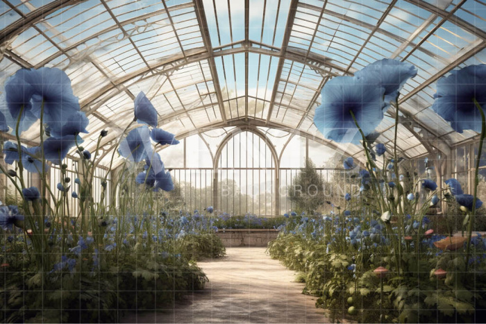 Fundo Fotográfico em Tecido Estufa de Papoulas Azuis / Backdrop 3633