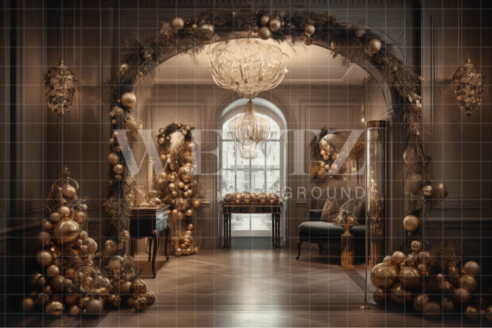 Fundo Fotográfico em Tecido Sala de Natal Luxo / Backdrop 3871