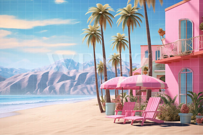 Fundo Fotográfico em Tecido Casa na Praia / Backdrop 4423