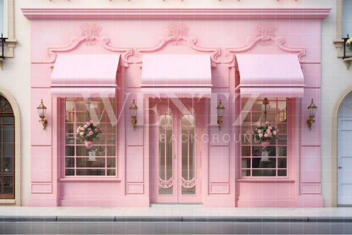Fundo Fotográfico em Tecido Fachada de Loja Rosa / Backdrop 4426