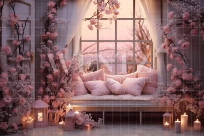 Fundo Fotográfico em Tecido Quarto Florido / Backdrop 4434