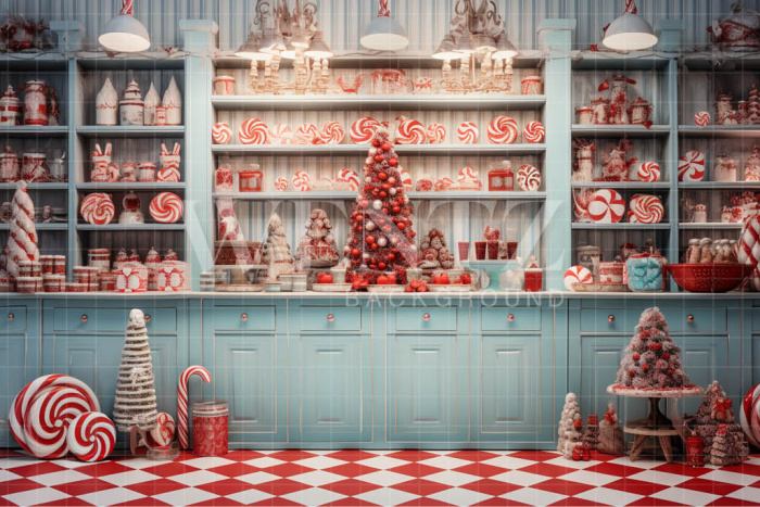 Fundo Fotográfico em Tecido Armário de Doces de Natal / Backdrop 4454
