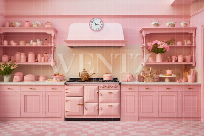 Fundo Fotográfico em Tecido Cozinha Rosa / Backdrop 4465