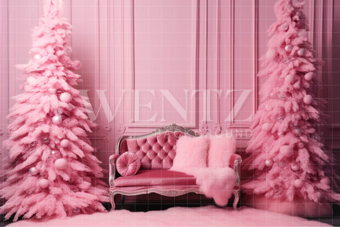 Fundo Fotográfico em Tecido Sala de Natal Pink / Backdrop 4484