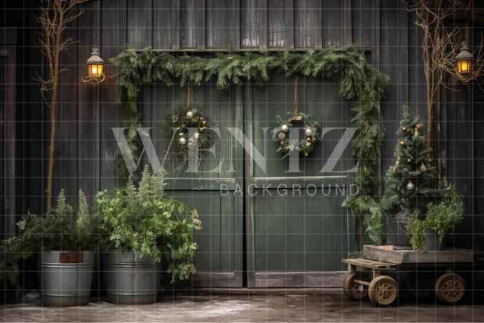 Fundo Fotográfico em Tecido Porta Rústica de Natal / Backdrop 4522