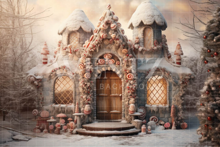 Fundo Fotográfico em Tecido Fachada da Casa de Doces / Backdrop 4576