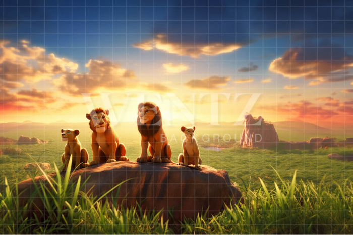 Fundo Fotográfico em Tecido Família de Leões / Backdrop 4958