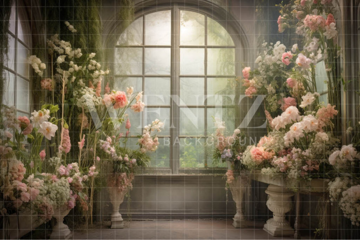 Fundo Fotográfico em Tecido Cenário com Flores / Backdrop 5094