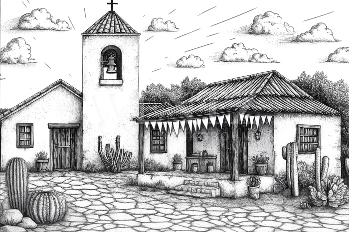 Fundo Fotográfico em Tecido Vila de São João / Backdrop 6951