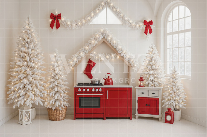 Fundo Fotográfico em Tecido Cozinha de Natal / Backdrop 7702