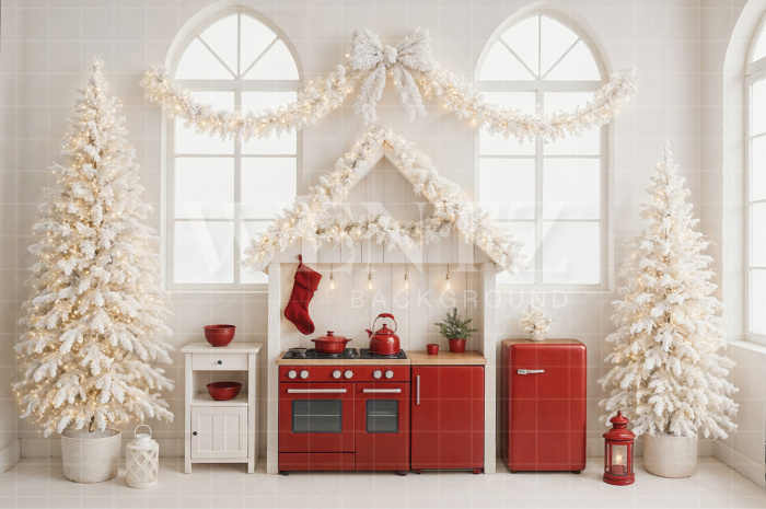 Fundo Fotográfico em Tecido Cozinha de Natal / Backdrop 7706