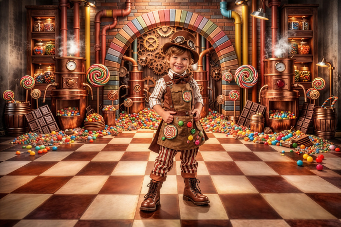 Fundo Fotográfico em Tecido Fábrica de Chocolate de Páscoa / Backdrop 8003