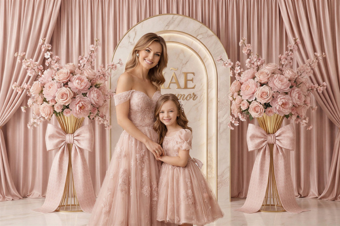 Fundo Fotográfico em Tecido Dia das Mães Arco / Backdrop 8241