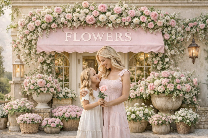 Fundo Fotográfico em Tecido Dia das Mães Floricultura / Backdrop 8257