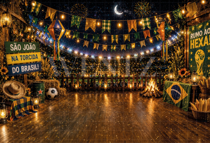 Fundo Fotográfico em Tecido Junino Brasil / Backdrop 8317