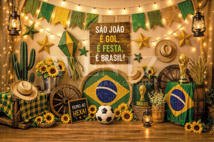 Fundo Fotográfico em Tecido Junino Brasil / Backdrop 8336