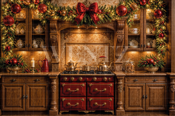 Fundo Fotográfico em Tecido Cozinha de Natal / Backdrop 8473