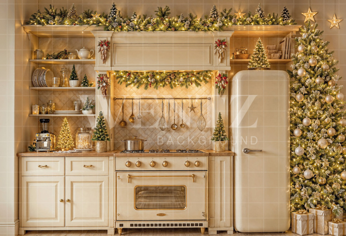 Fundo Fotográfico em Tecido Cozinha de Natal / Backdrop 8543