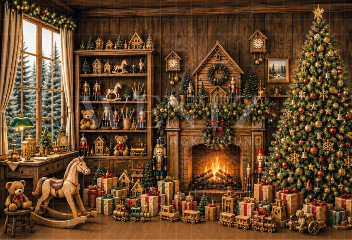 Fundo Fotográfico em Tecido Lareira de Natal / Backdrop 8853