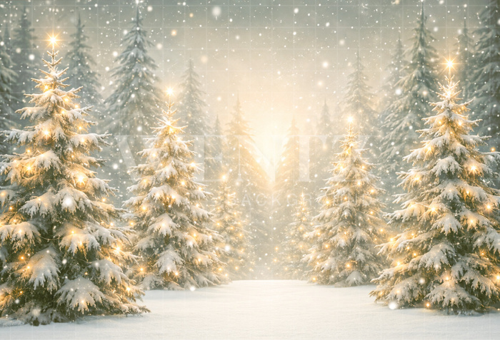 Fundo Fotográfico em Tecido Floresta de Natal / Backdrop 8854