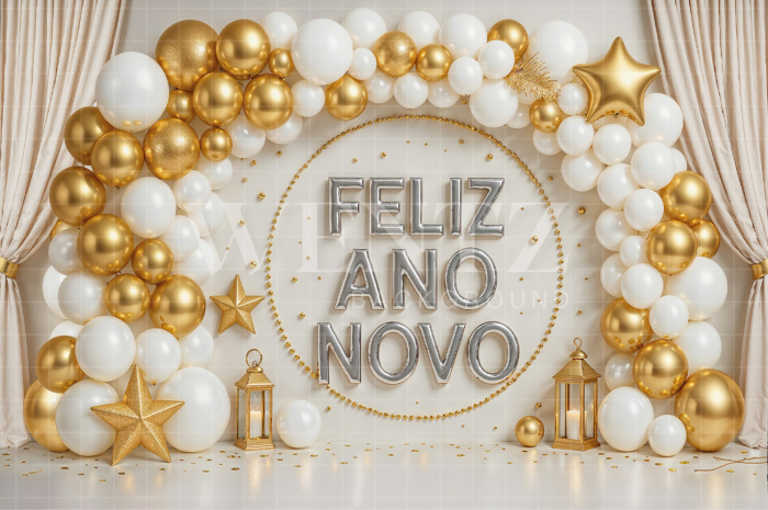 Fundo Fotográfico em Tecido Ano Novo / Backdrop 7807