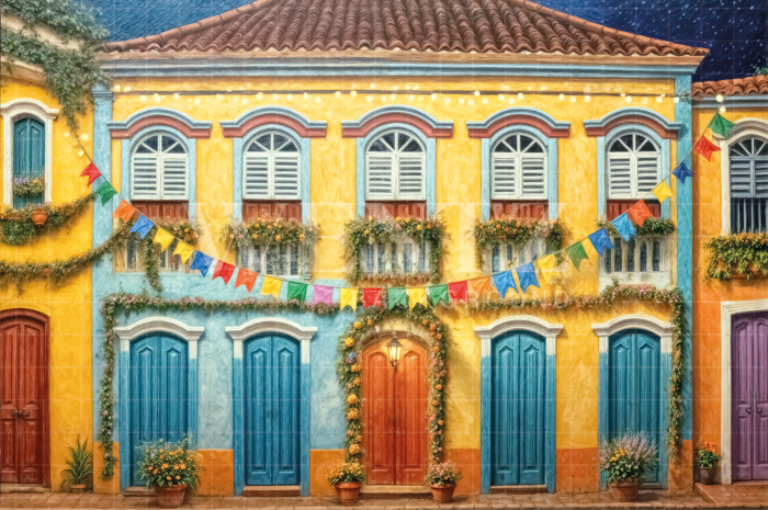 Fundo Fotográfico em Tecido Vila de São João / Backdrop 6976