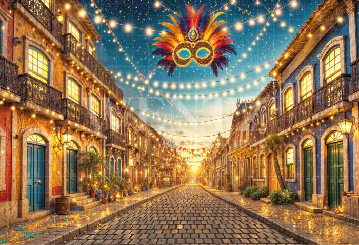 Fundo Fotográfico em Tecido Vila de Carnaval / Backdrop 6834