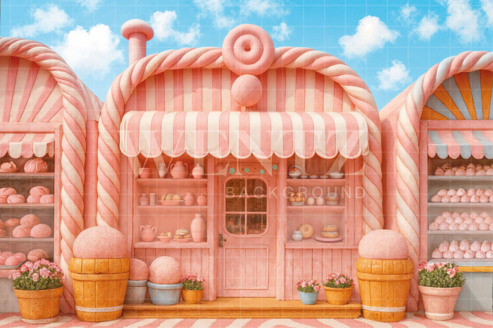 Fundo Fotográfico em Tecido Loja de Doces Dia das Crianças / Backdrop 7806
