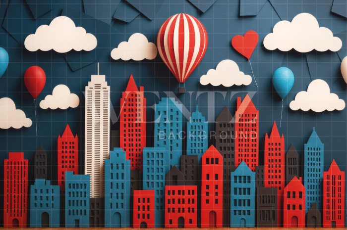 Fundo Fotográfico em Tecido Predios Dia das Crianças / Backdrop 7731