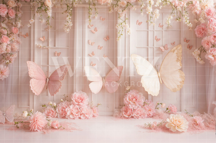 Fundo Fotográfico em Tecido Cenário Infantil com Borboleta / Backdrop 7745