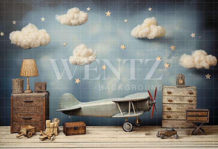 Fundo Fotográfico em Tecido Avião Dia das Crianças / Backdrop 6376